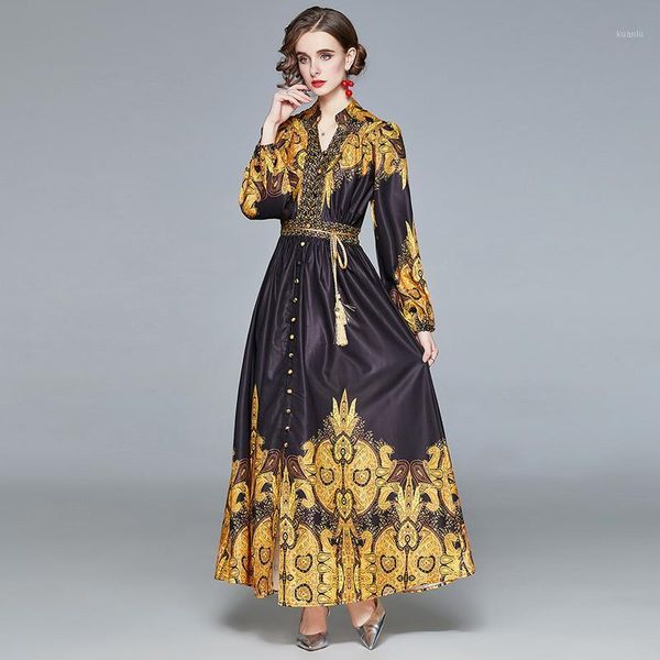 spring print maxi dress women v-neck puff full sleeve single-breasted vintage long dresses with tassels belt autumn, Black;gray
spring print maxi dress women v-neck puff full sleeve single-breasted vintage long dresses with tassels belt autumn, Black;gray