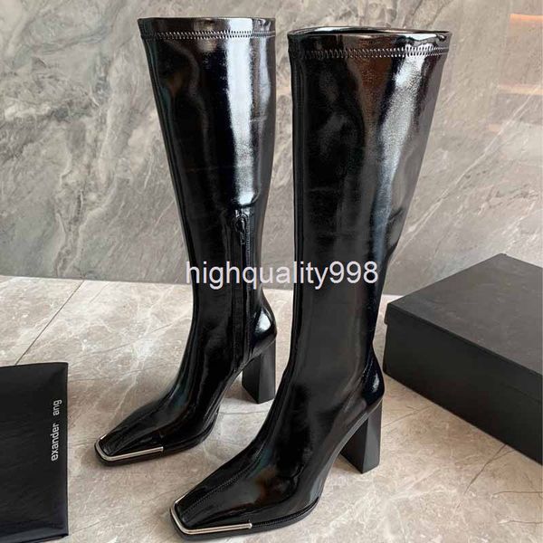 boots kendou's same king boots women's high heels 21 autumn and winter thin patent leather long tube square head below knee knight, Black
boots kendou's same king boots women's high heels 21 autumn and winter thin patent leather long tube square head below knee knight, Black