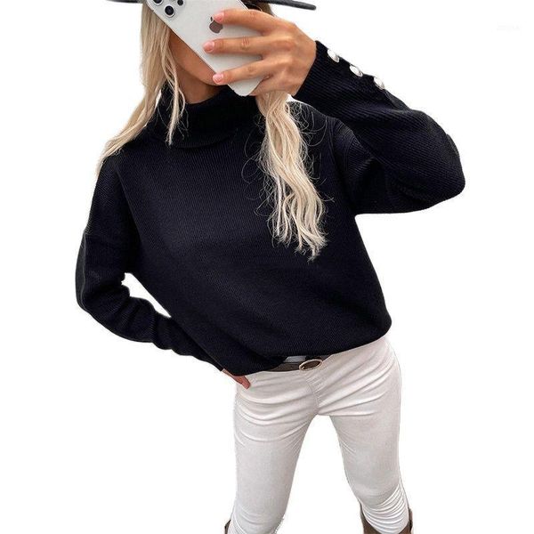 women's sweaters women turtleneck knitting button sweater autumn winter loose solid black white casual pullovers female warm soft, White;black
women's sweaters women turtleneck knitting button sweater autumn winter loose solid black white casual pullovers female warm soft, White;black