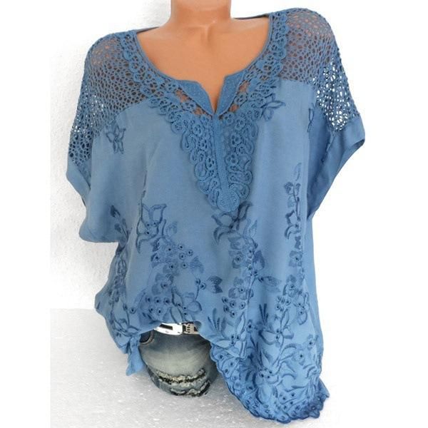 women's blouses & shirts yayeyou summer lace hollow out casual blouse solid chiffon bat sleeve 5 colors, White
women's blouses & shirts yayeyou summer lace hollow out casual blouse solid chiffon bat sleeve 5 colors, White