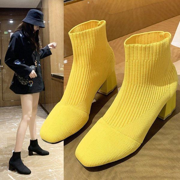 boots autumn stretch fabrics sock for women fashion 5.5 cm square heel knitting elastic shoes lady footwear yellow black white
boots autumn stretch fabrics sock for women fashion 5.5 cm square heel knitting elastic shoes lady footwear yellow black white