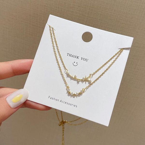 pendant necklaces fashion titanium steel double layered women's simple light luxury zircon star clavicle chain, Silver
pendant necklaces fashion titanium steel double layered women's simple light luxury zircon star clavicle chain, Silver