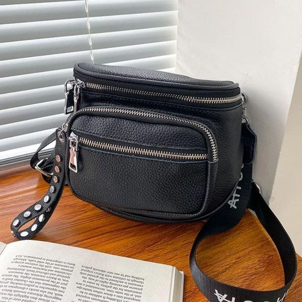 evening bags black saddle rivet multi-layer zipper women's bag genuine leather shoulder lady high-quality fashion designer messenger
evening bags black saddle rivet multi-layer zipper women's bag genuine leather shoulder lady high-quality fashion designer messenger