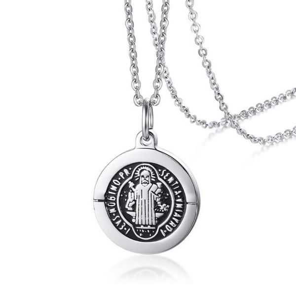chains stainless steel benedikt von nursia vintage religious christ pendant necklace jewelry gift for him with chain, Silver
chains stainless steel benedikt von nursia vintage religious christ pendant necklace jewelry gift for him with chain, Silver