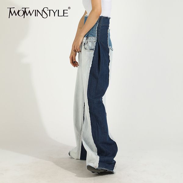 twotwinstyle casual patchwork pocket jeans for women high waist hit color casual loose denim pants female spring new fashion 210428, Blue
twotwinstyle casual patchwork pocket jeans for women high waist hit color casual loose denim pants female spring new fashion 210428, Blue