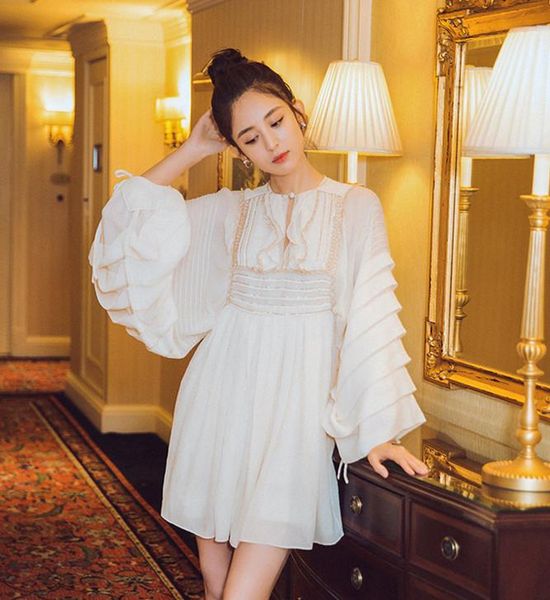 casual dresses women chiffon dress white 2109 autumn long sleeve female royal lantern pleated, Black;gray
casual dresses women chiffon dress white 2109 autumn long sleeve female royal lantern pleated, Black;gray