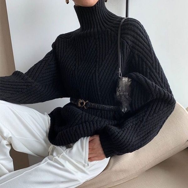 autumn winter thick turtleneck sweater women knitted oversized pullover blouse long sleeve casual jumper soft warm femme, White;black
autumn winter thick turtleneck sweater women knitted oversized pullover blouse long sleeve casual jumper soft warm femme, White;black
