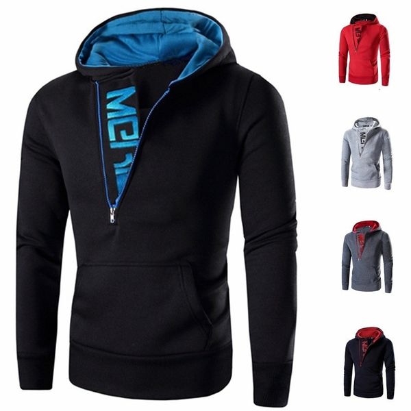 men's hoodies.. fashion plush pullover autumn winter casual letter fashion inclined zipper sweater slimcoat, Black
men's hoodies.. fashion plush pullover autumn winter casual letter fashion inclined zipper sweater slimcoat, Black