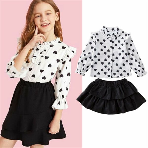 1-6 years toddler kid girls outfits fly sleeve love heart print shirt ruffle mini skirt girls outfits baby girls clothes, White
1-6 years toddler kid girls outfits fly sleeve love heart print shirt ruffle mini skirt girls outfits baby girls clothes, White