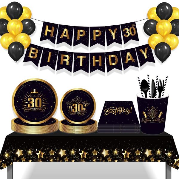 disposable dinnerware 30th 40th 50th black gold luxury cake champagne theme happy birthday party tableware sets plates cups tissues
disposable dinnerware 30th 40th 50th black gold luxury cake champagne theme happy birthday party tableware sets plates cups tissues