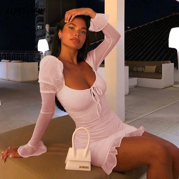 women pink mini bandage dress square neck puff sleeve ruffled bodycon draped club party casual dresses, Black;gray
women pink mini bandage dress square neck puff sleeve ruffled bodycon draped club party casual dresses, Black;gray