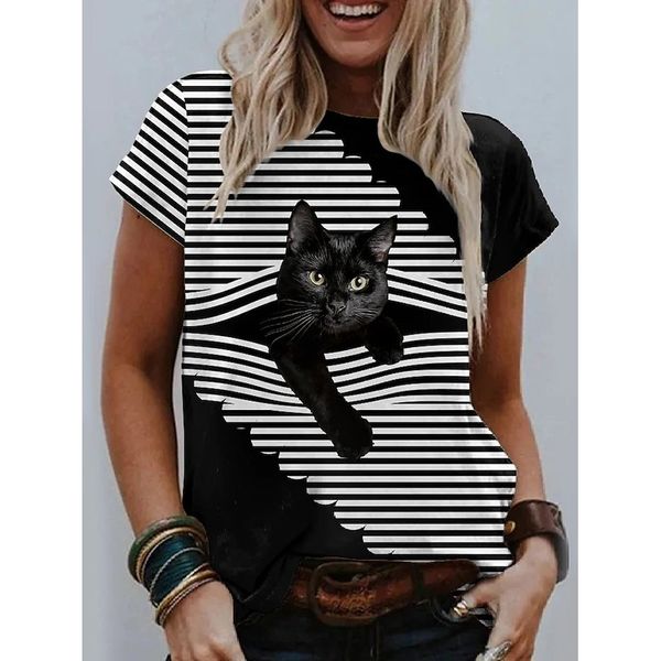 Digital Cat Print Women is Fashion Words 3D Print Short Slim T-shirt Summer Casual Round Neck Short Top Short Sleeve T-shirt, White
Digital Cat Print Women is Fashion Words 3D Print Short Slim T-shirt Summer Casual Round Neck Short Top Short Sleeve T-shirt, White