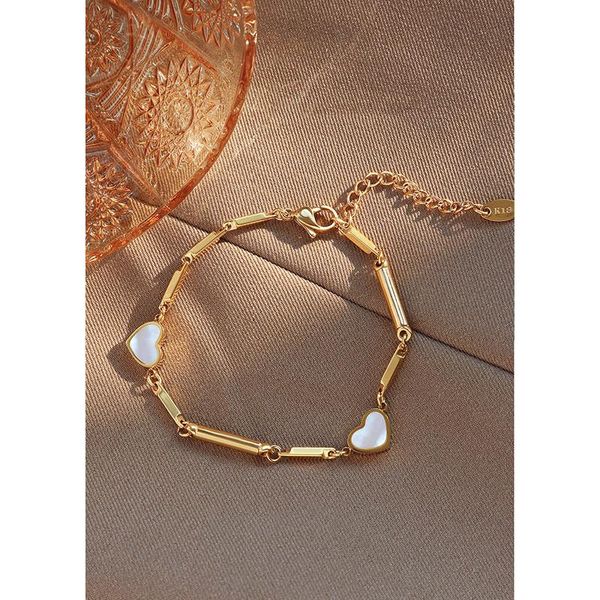 elegant gold plated stainless steel bracelets bangles for women accessories, natural white shell heart bracelet on hand jewelry link, chain, Black
elegant gold plated stainless steel bracelets bangles for women accessories, natural white shell heart bracelet on hand jewelry link, chain, Black