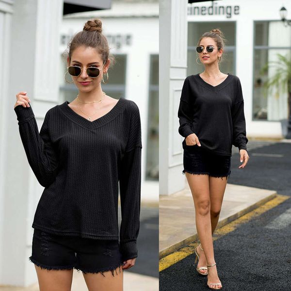 long v sleeve neck t shirts off shoulder loose ops shirt solid color autumn women clothes black pink blue drop ship 220221, White 
long v sleeve neck t shirts off shoulder loose ops shirt solid color autumn women clothes black pink blue drop ship 220221, White