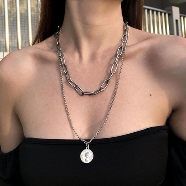 multi layered goth chains around the neck choker portrait coin pendant necklace for women gothic necklaces egirl punk jewelry, Silver
multi layered goth chains around the neck choker portrait coin pendant necklace for women gothic necklaces egirl punk jewelry, Silver