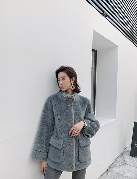 women's wool & blends obrix streetwear fashion female fur coat mandarin collar casual full sleeve sheep for women, Black
women's wool & blends obrix streetwear fashion female fur coat mandarin collar casual full sleeve sheep for women, Black