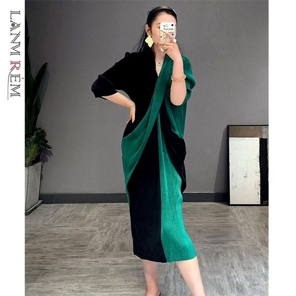 lanmrem casual a-line v-neck mid-calf three quarter sleeve patchwork elegant cross stitching slimming pleated dress 2a221 210323, Black;gray
lanmrem casual a-line v-neck mid-calf three quarter sleeve patchwork elegant cross stitching slimming pleated dress 2a221 210323, Black;gray