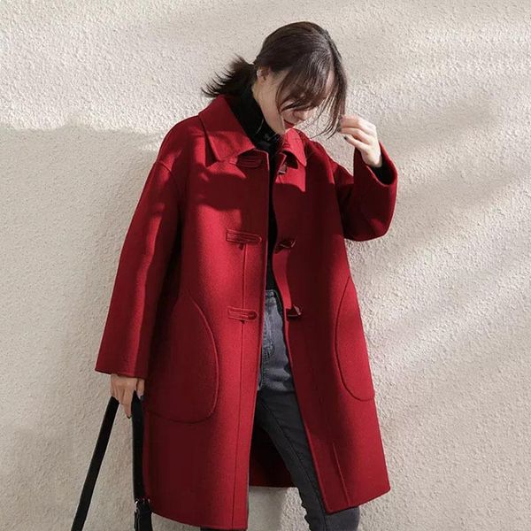 women's wool & blends women winter red silhouette coat double-sided woolen autumn woman female parkas coats and jackets, Black
women's wool & blends women winter red silhouette coat double-sided woolen autumn woman female parkas coats and jackets, Black