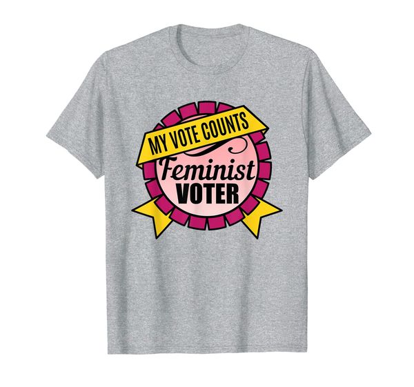 feminist voter t-shirt, White;black