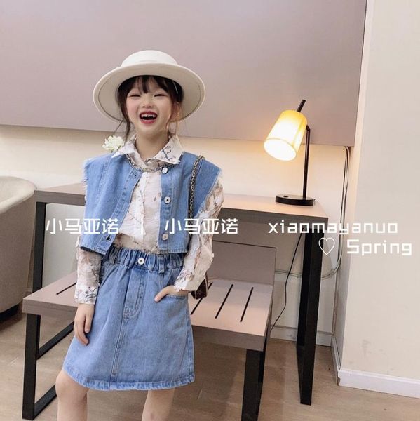 clothing sets children's 2021 spring girls denim suit, casual girl skirt two-piece suit, White
clothing sets children's 2021 spring girls denim suit, casual girl skirt two-piece suit, White
