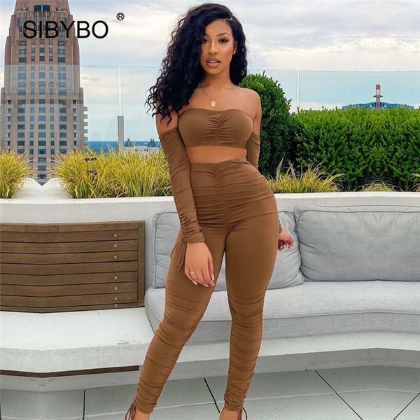 sibybo 2 piece outfits women tracksuit autumn off shoulder crop and elastic leggings female ruched dstring matching sets, Black;white
sibybo 2 piece outfits women tracksuit autumn off shoulder crop and elastic leggings female ruched dstring matching sets, Black;white