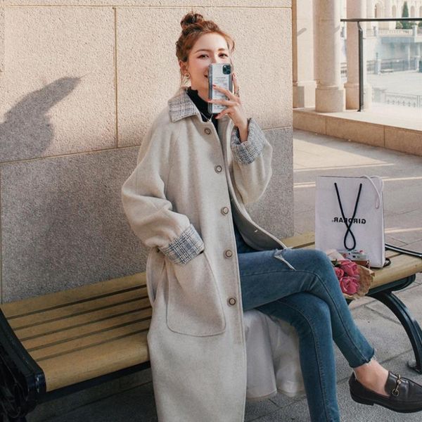 women's wool & blends hepburn style woolen coat winter loose mid-length high-end temperament quilted padded western small, Black
women's wool & blends hepburn style woolen coat winter loose mid-length high-end temperament quilted padded western small, Black