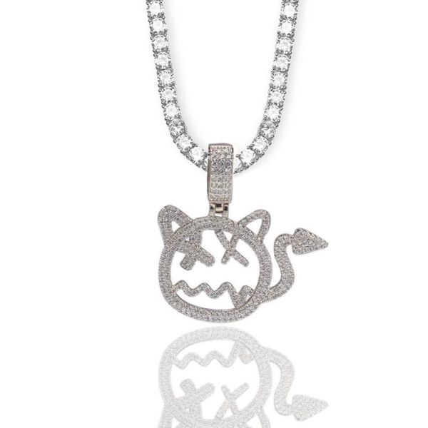 pendant necklaces bling cartoon little devil copper inlaid zircon personality hip hop tennis chain jewelry, Silver
pendant necklaces bling cartoon little devil copper inlaid zircon personality hip hop tennis chain jewelry, Silver