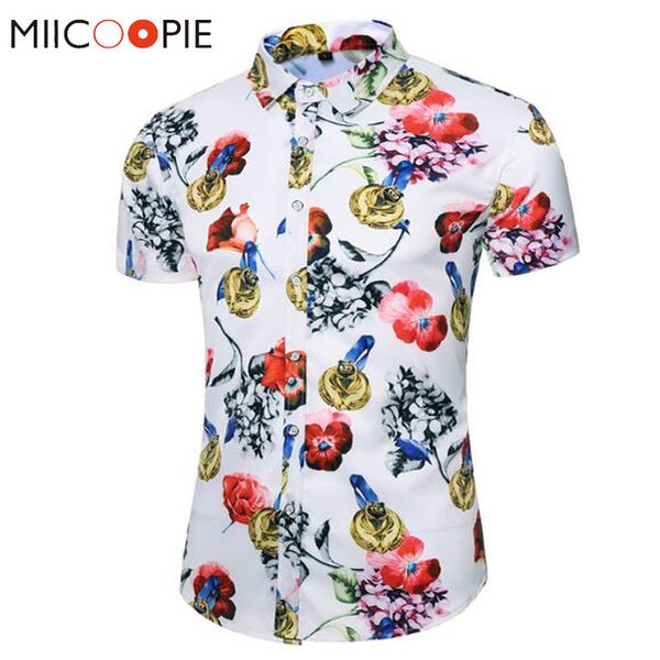 luxury mens button up shirt short sleeve casual floral print hawaiian shirt chemise korean clothes male -7xl kg-282, White;black 
luxury mens button up shirt short sleeve casual floral print hawaiian shirt chemise korean clothes male -7xl kg-282, White;black