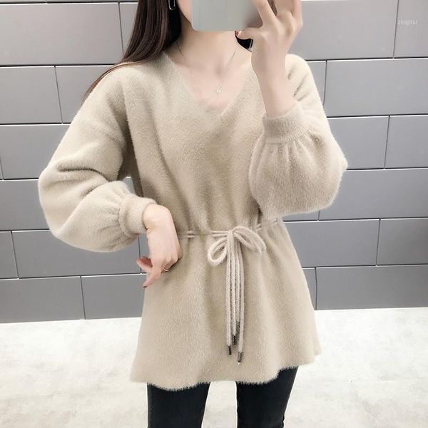 women's sweaters winter v neck lantern long sleeve pullover sweater women slim waist knit solid pull femme, White;black
women's sweaters winter v neck lantern long sleeve pullover sweater women slim waist knit solid pull femme, White;black