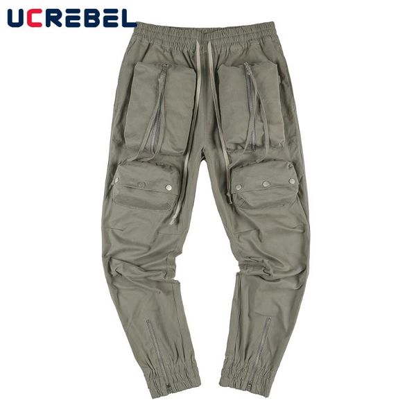 men's pants multi-pocket cargo mens high street hem zipper split fork jogger elastic waist casual trousers men, Black
men's pants multi-pocket cargo mens high street hem zipper split fork jogger elastic waist casual trousers men, Black
