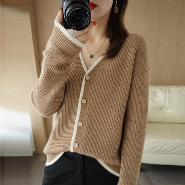 women's sweaters cmaz sweater for women autumn winter 2021 contrast color v-neck knitted cardigan, White;black
women's sweaters cmaz sweater for women autumn winter 2021 contrast color v-neck knitted cardigan, White;black