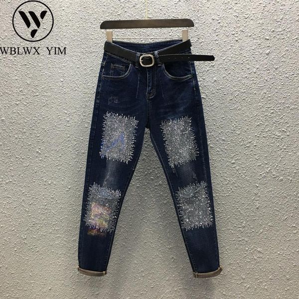 women's jeans high waist women fashion rhinestones washed female loose plus size slim denim harem pants streetwear, Blue
women's jeans high waist women fashion rhinestones washed female loose plus size slim denim harem pants streetwear, Blue