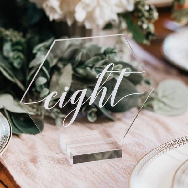 clear acrylic hexagon table numbers wedding number signs calligraphy plexiglass sign with stands party decor decoration
clear acrylic hexagon table numbers wedding number signs calligraphy plexiglass sign with stands party decor decoration