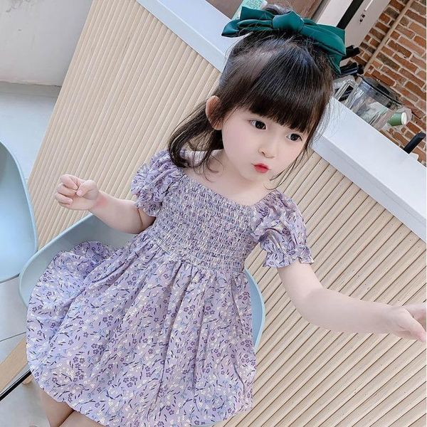 purple floral girl dresses elastic square collar knee-length princess children clothing girl's, Red;yellow
purple floral girl dresses elastic square collar knee-length princess children clothing girl's, Red;yellow