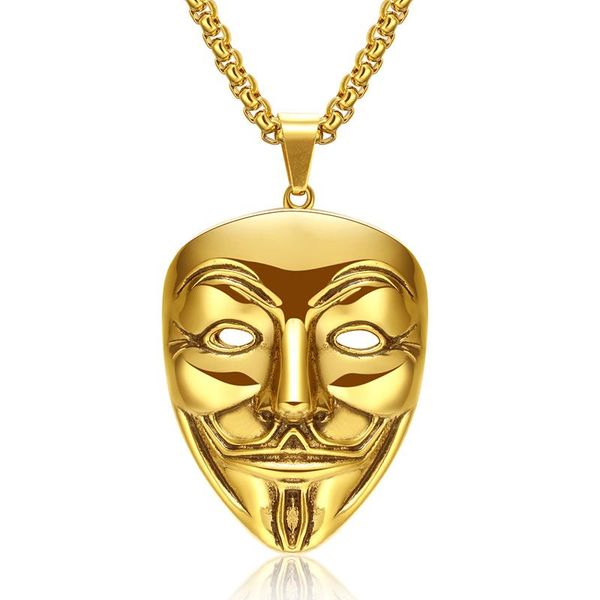 pendant necklaces hip hop rock gold color stainless steel v for vendetta clown mask men necklace jewerly with 24" chain, Silver
pendant necklaces hip hop rock gold color stainless steel v for vendetta clown mask men necklace jewerly with 24" chain, Silver