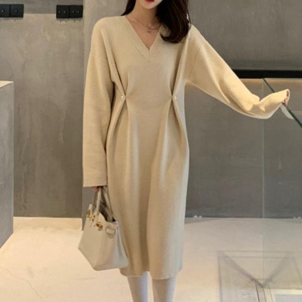 casual dresses autumn women knitting female long sleeve v neck pearl buttons apricot black sweater vestidos clothing robe, Black;gray
casual dresses autumn women knitting female long sleeve v neck pearl buttons apricot black sweater vestidos clothing robe, Black;gray