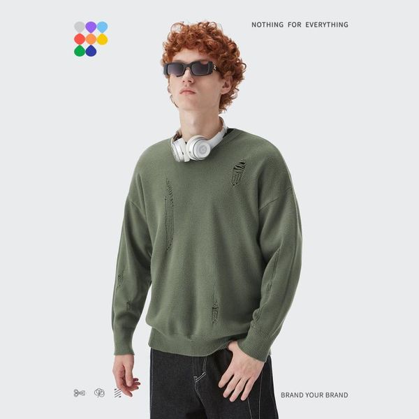 men's sweaters alt basic crewneck knit sweater for women jumpers 2021 fall fashion ripped oversized men hip hop pullovers couple, White;black
men's sweaters alt basic crewneck knit sweater for women jumpers 2021 fall fashion ripped oversized men hip hop pullovers couple, White;black