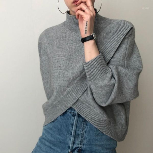 women's sweaters women loose casual arrival 2021 autumn korean style streetwear mock neck female long sleeve knitted pullovers w643, White;black
women's sweaters women loose casual arrival 2021 autumn korean style streetwear mock neck female long sleeve knitted pullovers w643, White;black