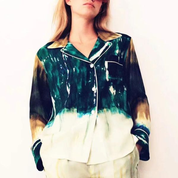 women's blouses & shirts 2021 women fashion tie-dye print soft touch vintage turn-down collar long sleeve button-up female chic, White
women's blouses & shirts 2021 women fashion tie-dye print soft touch vintage turn-down collar long sleeve button-up female chic, White