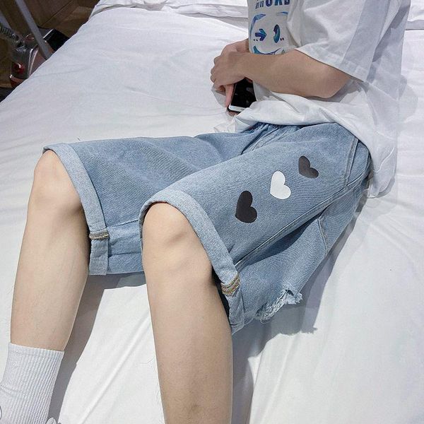 men's jeans printed heart ripped summer wide-leg straight shorts oversize loose denim five-point pants casual overalls spring autumn, Blue
men's jeans printed heart ripped summer wide-leg straight shorts oversize loose denim five-point pants casual overalls spring autumn, Blue