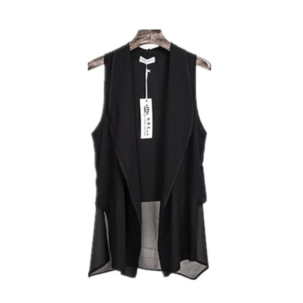 asymmetry white summer long chiffon vests for women korean fashion sleeveless cardigan female vest waistcoat black jacket coat 210915, Black;white
asymmetry white summer long chiffon vests for women korean fashion sleeveless cardigan female vest waistcoat black jacket coat 210915, Black;white