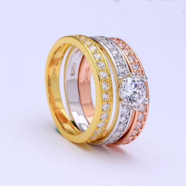 wedding rings classic designer 3 round cz zircon paved engagement finger sets for women gold-color crystal jewelry, Slivery;golden
wedding rings classic designer 3 round cz zircon paved engagement finger sets for women gold-color crystal jewelry, Slivery;golden