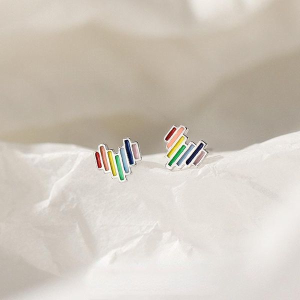 stud women's simple earrings, rainbow love shape, small accessories, no removal for sleeping, Golden;silver
stud women's simple earrings, rainbow love shape, small accessories, no removal for sleeping, Golden;silver