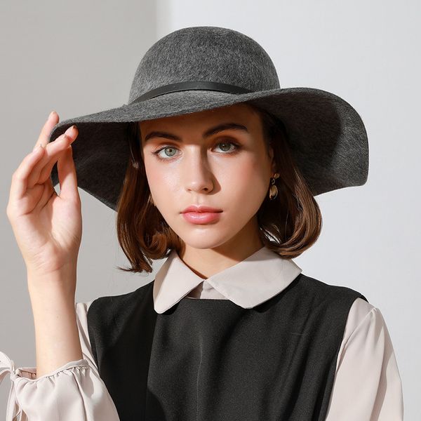retro leisure bowler for lady travel keep warm woolen fedoras solid color wide brim dome cap windproof jazz hat, Blue;gray
retro leisure bowler for lady travel keep warm woolen fedoras solid color wide brim dome cap windproof jazz hat, Blue;gray