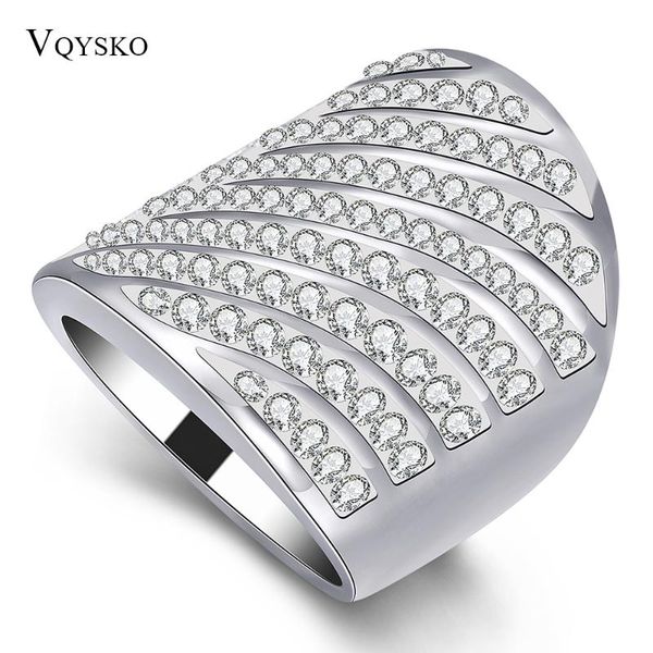 wedding rings fashion nine row cz crystal 316l stainless ring for women, Slivery;golden
