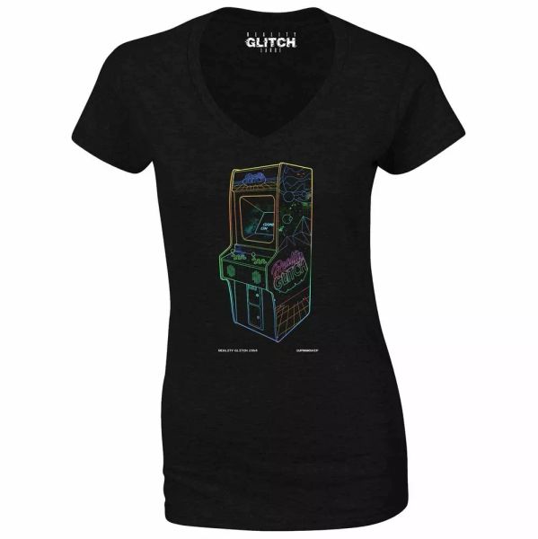 womens 1 up neon retro arcade t-shirt - v-neck t-shirt classic retro video games, White;black
womens 1 up neon retro arcade t-shirt - v-neck t-shirt classic retro video games, White;black