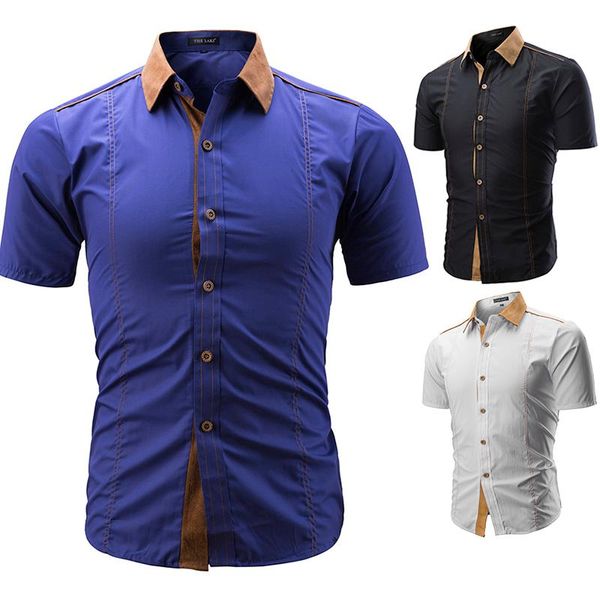 men's casual shirts 2021 clothing spring and summer short-sleeved suede collar fashion slim, White;black
men's casual shirts 2021 clothing spring and summer short-sleeved suede collar fashion slim, White;black