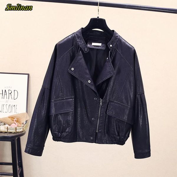 women's leather & faux smlinan spring autumn pu coat women mandarin collar zipper black loose streetwear jacket female motorcycle coats
women's leather & faux smlinan spring autumn pu coat women mandarin collar zipper black loose streetwear jacket female motorcycle coats