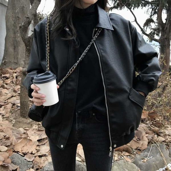 women's jackets spring coat women faux leather jacket biker red white turndown collar pu motorcycle loose streetwear outerwear qhi, Black;brown
women's jackets spring coat women faux leather jacket biker red white turndown collar pu motorcycle loose streetwear outerwear qhi, Black;brown
