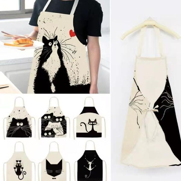 aprons 1pcs cartoon cat printed apron sleeveless cotton linen home kitchen cleaning funny clothes christmas gifts year 2022 decors 
aprons 1pcs cartoon cat printed apron sleeveless cotton linen home kitchen cleaning funny clothes christmas gifts year 2022 decors